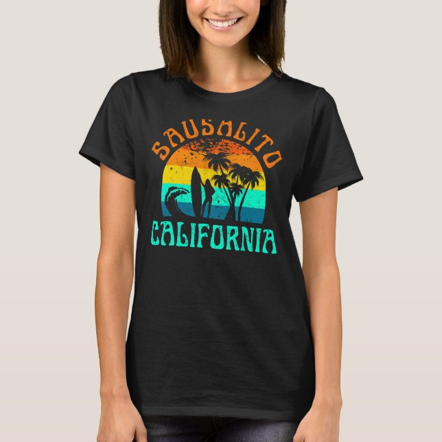 Camiseta Sausalito California Beach Surf Summer Vacation Gi (Frente)