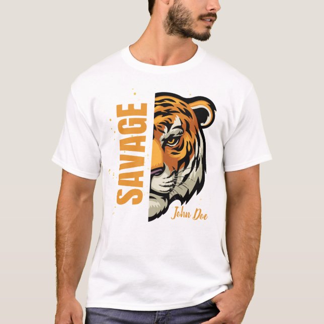 Camiseta Savage Bengal Tiger Wild Typografia Alpha Male (Frente)