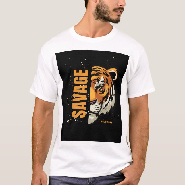 Camiseta Savage Brooklyn Tiger Graphic - Urban Streetwear S (Frente)