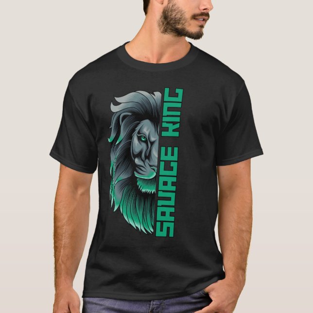 Camiseta Savage King - Leão Negrito Inspirou T-Shirt (Frente)