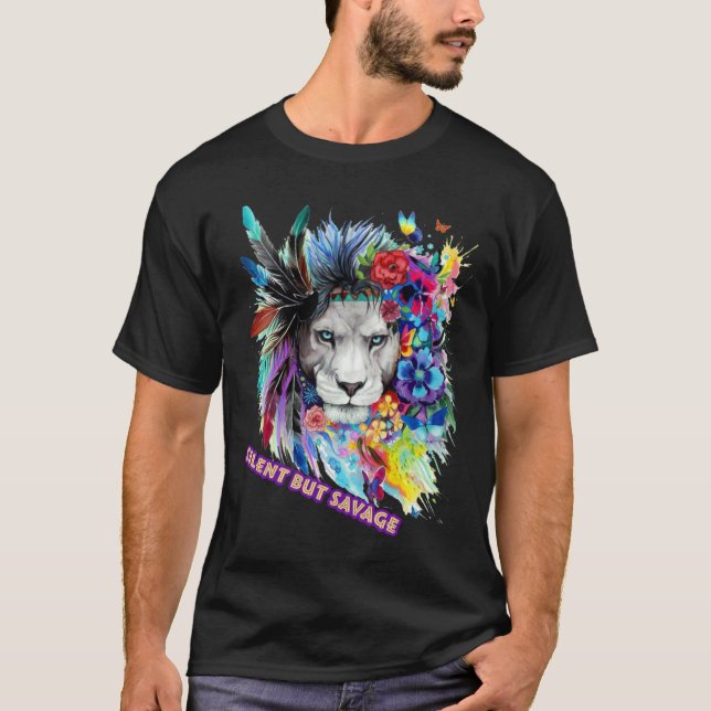 Camiseta Savage Lion Sticker  (Frente)