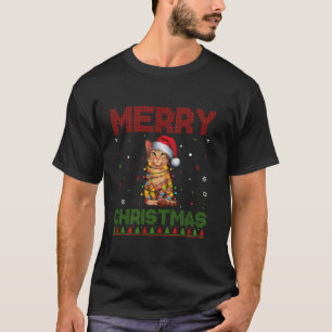 Camiseta Savannah Cat Amadurece Santa Hat Engraçado Natal F