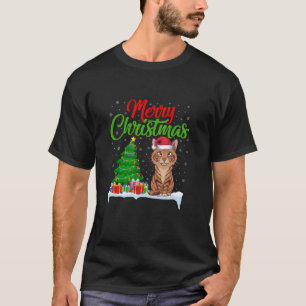 Camiseta Savannah Cat Árvore de Natal Luzes Xmas Savannah C