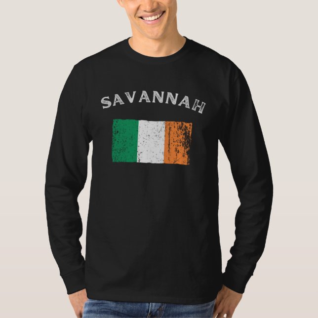 Camiseta SAVANNAH GEORGIA Irish American Flag Badge (Frente)