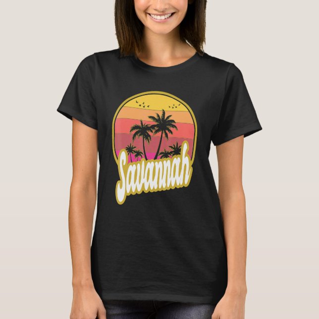 Camiseta Savannah Georgia Retro Sunset (Frente)