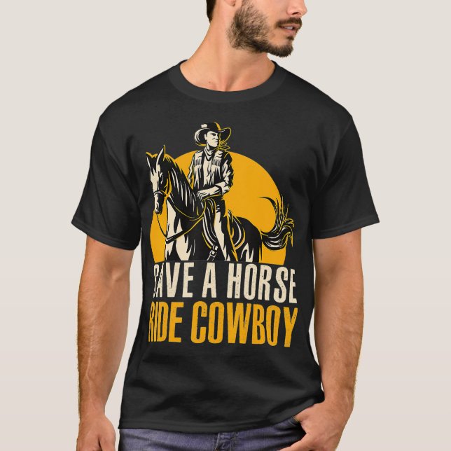 Camiseta Save A Horse Ride Cowboy Funny Retro Design  (Frente)