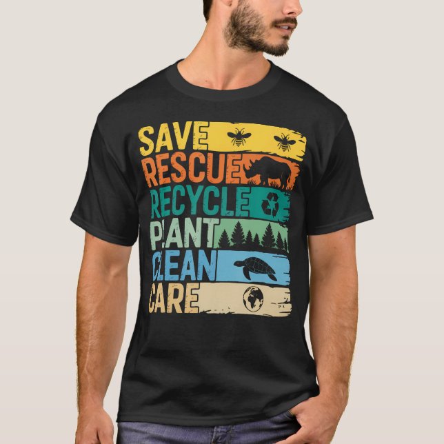 Camiseta Save Bees Rescue Animals Recycle Plastic - Earth (Frente)