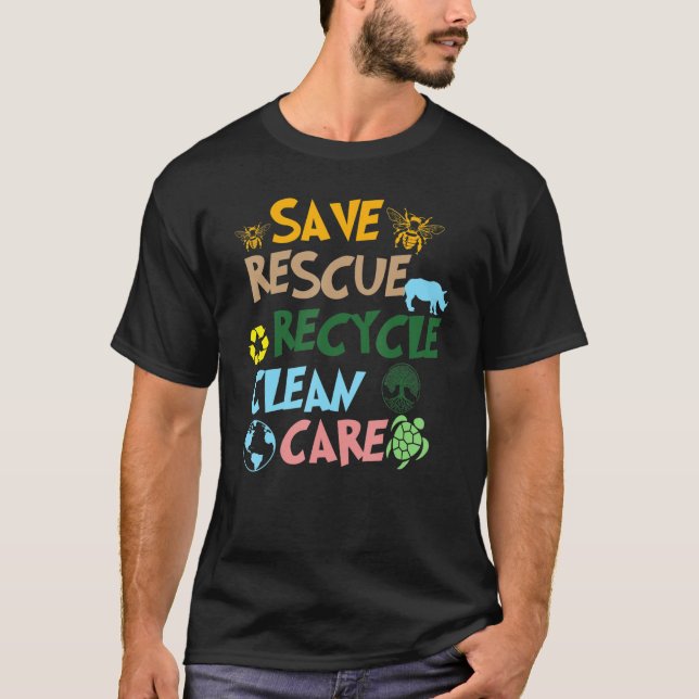 Camiseta Save Bees Rescue Animals Recycle Plastic Graphic E (Frente)
