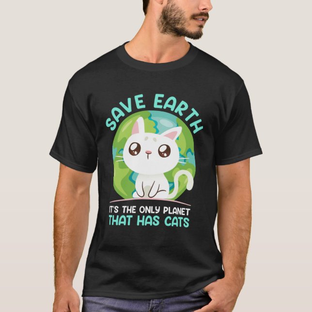 Camiseta Save Earth Cat  Environment Protection Earth Day (Frente)