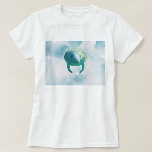 Camiseta Save Manatees Manatee Watercolor Art (Frente do Design)