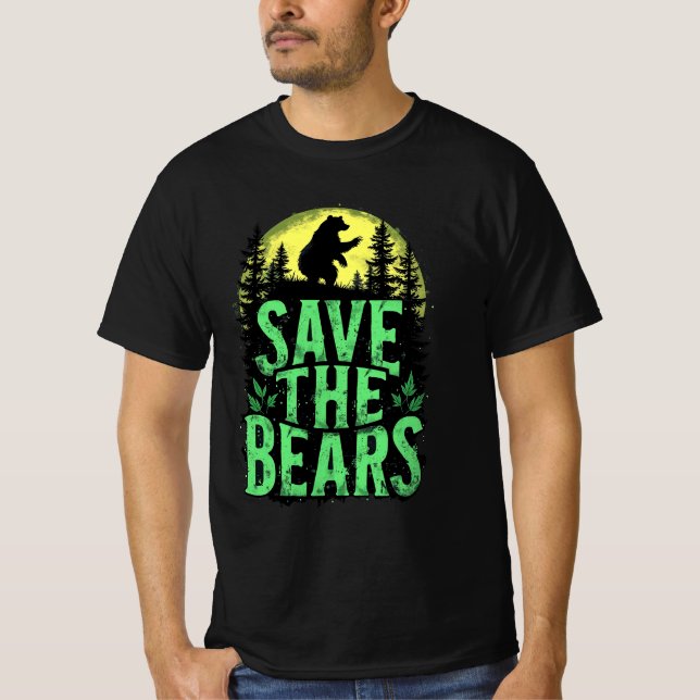 Camiseta Save The Bears Wildlife Conservation Grunge Forest (Frente)