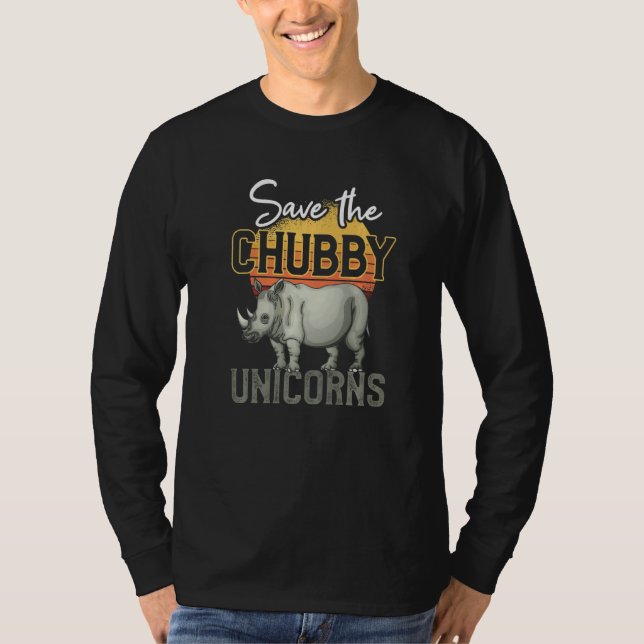 Camiseta Save the chubby unicorns protects the thick unicor (Frente)