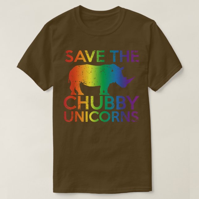 Camiseta Save The Chubby Unicorns  Rainbow Rhinos  (Frente do Design)