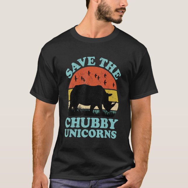Camiseta Save The Chubby Unicórns Rhino Animal Rights Acti (Frente)