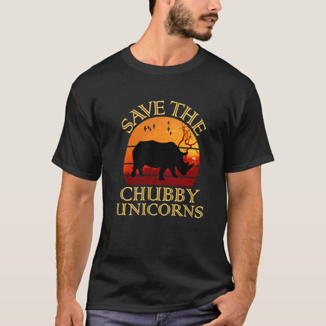 Camiseta Save The Chubby Unicorns Rhino  Animal Rights Acti (Frente)