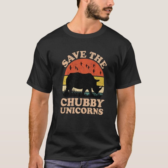 Camiseta Save The Chubby Unicórns Rhino Animal Rights Acti (Frente)