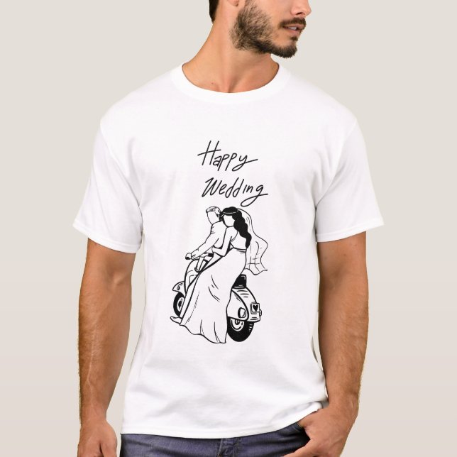 Camiseta Save The Date Modern Minimal Wedding Design (Frente)