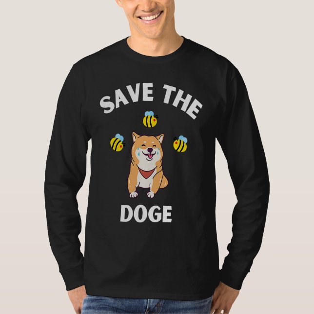 Camiseta Save The Doge Cute Doge With Bees Gamer Gaming (Frente)