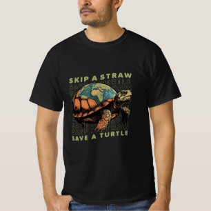 CAMISETA SAVE THE TURTLES SKIP A STRAW SAVE A TURTLE
