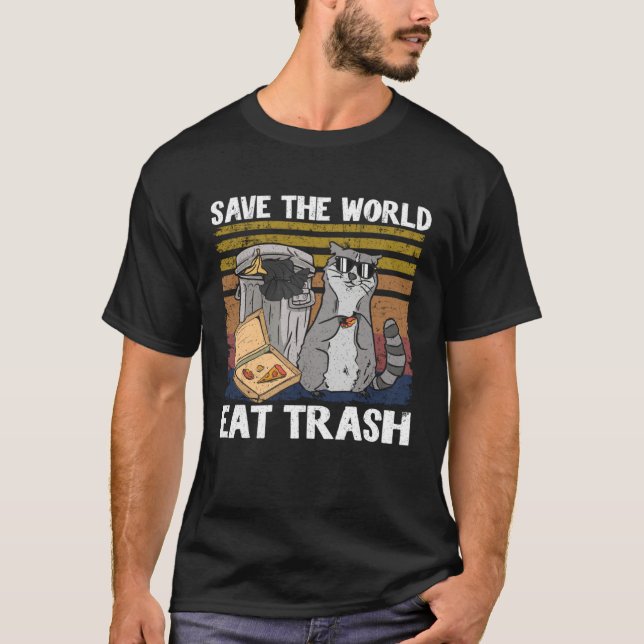 Camiseta Save The World Eat Trash Raccoon 2 (Frente)