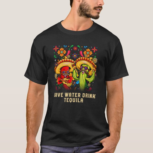 Camiseta Save Water Drink Tequila Cocktail Mexican Margarit (Frente)