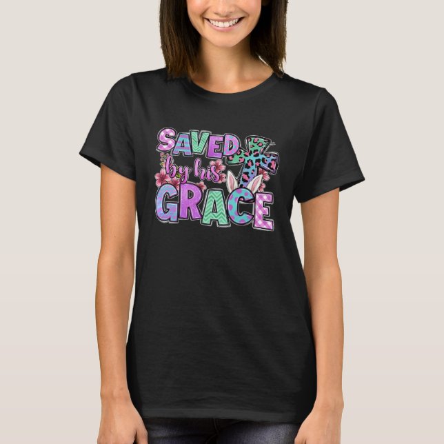 Camiseta Saved by his grace Easter Cross Christian Christ J (Frente)