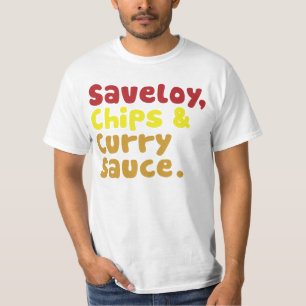 Camiseta Saveloy, microplaquetas & Sauce. de caril