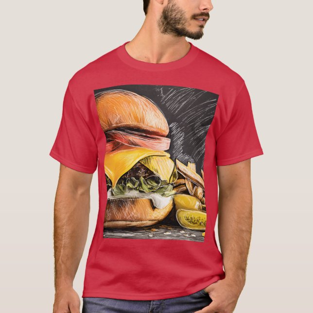 Camiseta Savor a Juicy Cheeseburger with Fresh Veggies frie (Frente)