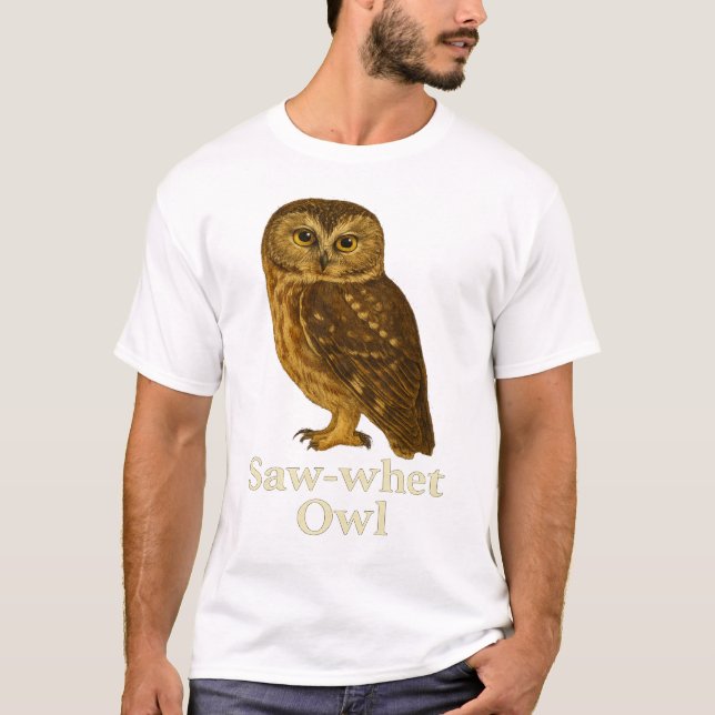 Camiseta Saw-whet Owl T-Shirt: Raptor Bird Nature Design (Frente)