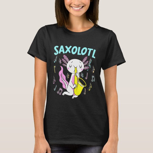 Camiseta Saxofone Axalotl - Peixe Andando Saxolotl (Frente)