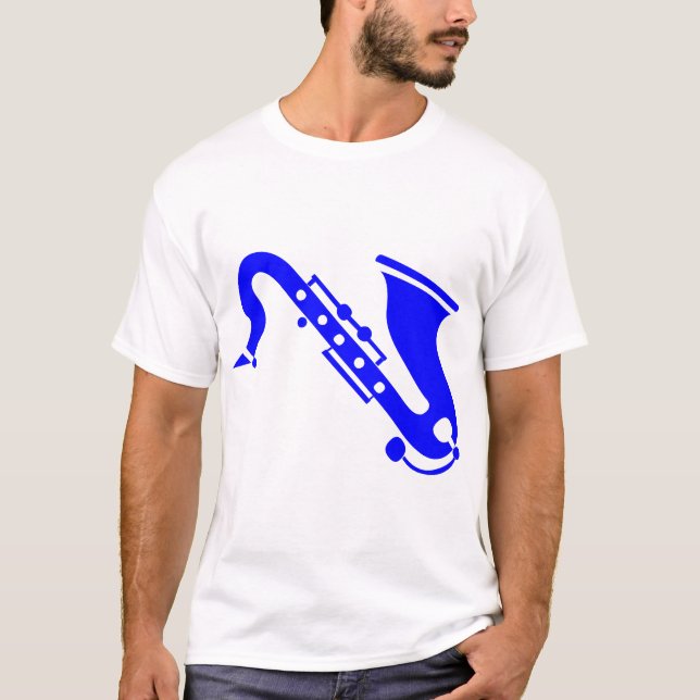 Camiseta Saxofone - Azul (Frente)