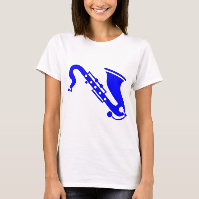 Camiseta Saxofone - Azul (Frente)