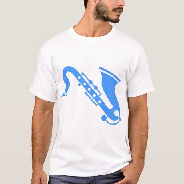 Camiseta Saxofone - Azul Bebê (Frente)