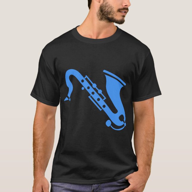 Camiseta Saxofone - Azul Bebê (Frente)