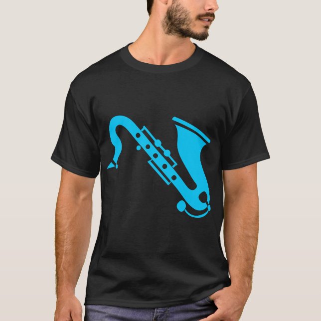 Camiseta Saxofone - Azul Céu (Frente)