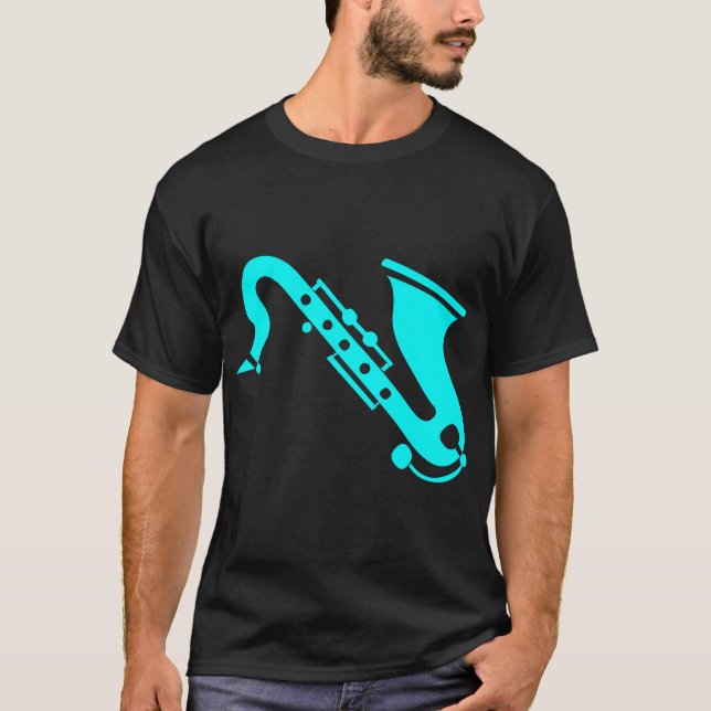 Camiseta Saxofone - Ciano (Frente)