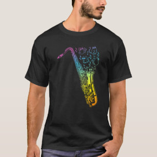 Camiseta Saxofone Com Gatos Instrumento Saxofone Premium