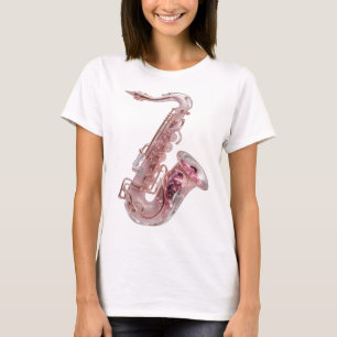 Camiseta Saxofone de Prata ROSE GOLD Motivo Artístico Marca