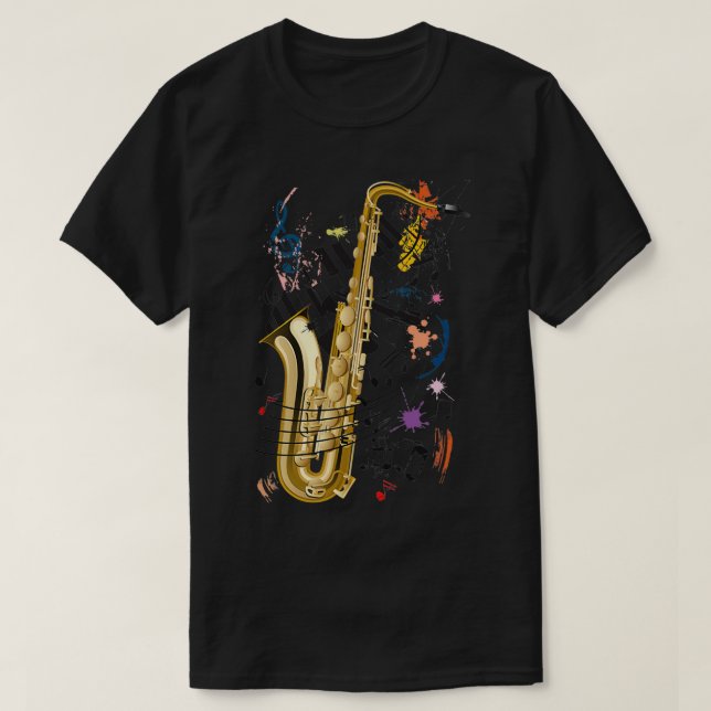 Camiseta Saxofone e Jazz (Frente do Design)