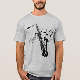 Camiseta Saxofone e t-shirt das notas