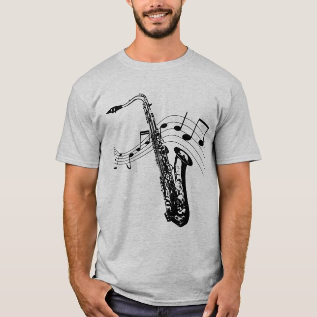 Camiseta Saxofone e t-shirt das notas (Frente)