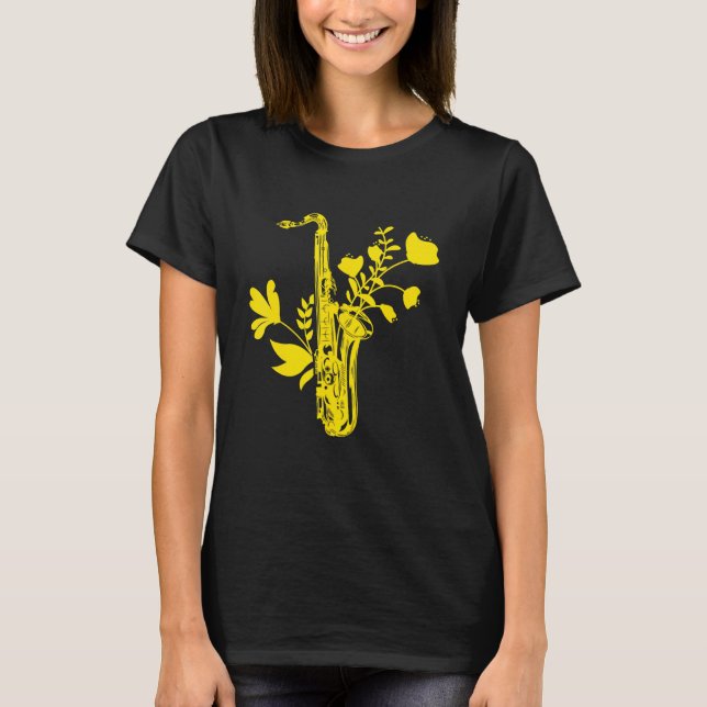 Camiseta Saxofone Flores Musicais Saxo (Frente)
