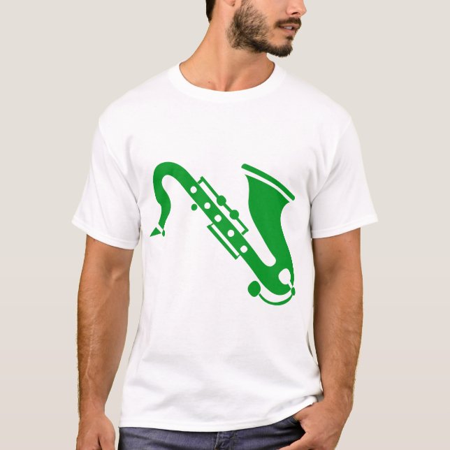 Camiseta Saxofone - Grass Green (Frente)