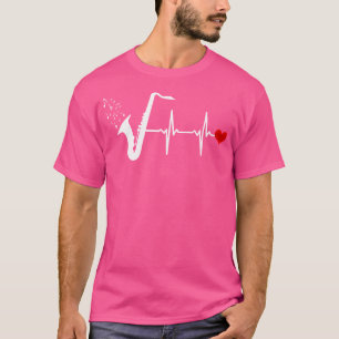 Camiseta Saxofone Heartbeat Music Jazz Banda Shirt