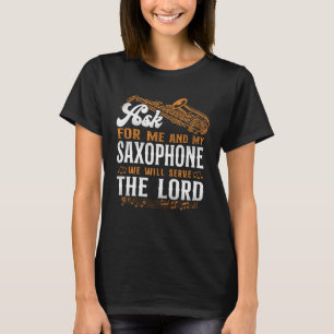 Camiseta Saxofone Jesus Fé Cristã Quanto a Mim e Meu S