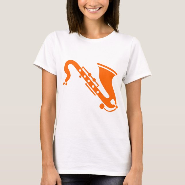Camiseta Saxofone - Laranja (Frente)