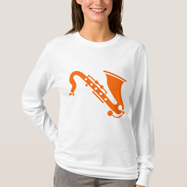 Camiseta Saxofone - Laranja (Frente)