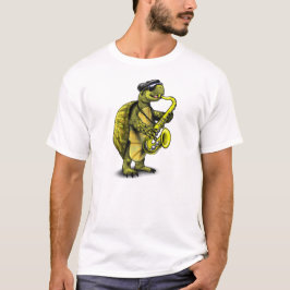 Camiseta Saxofone legal que joga a tartaruga