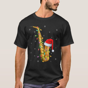 Camiseta Saxofone Music Lover Xmas Luzes Papais noeis Saxof
