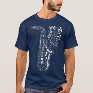 Camiseta Saxofone Music Notes Instrumento Musicário Saxofon